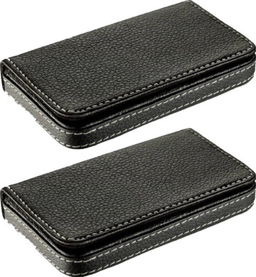 

shar SmartBuy High Quality | Pack of 2 | Stylish Black Soft Credit/debit/ATM/ID/Visiting SUPER SLEEK, STURDY 10 Card Holder 10 Card Holder(Set of 2, Black)