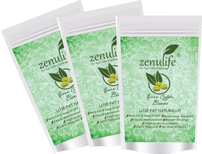 

Zenulife Organic Green Coffee beans for Weight Loss ( Unroasted Coffee ) 800 g - Pack of 3(2.4 KG) Instant Coffee 800 g(Pack of 3)