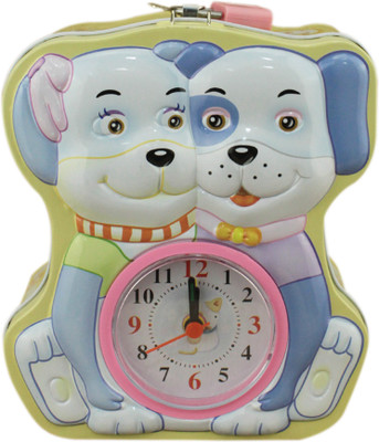 

AVMART Yellow Two Puppies Coin Bank with Lock & Table Analog Alarm Clock Coin Bank(Multicolor)