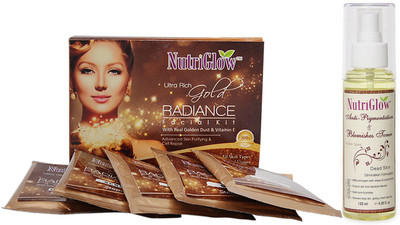 NutriGlow SET OF 1 GOLD RADIANCE FACIAL KIT + ANTI PIGMENTATION TONER(Set of 1)