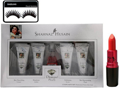

DAZZLING Eyelashes & Shahnaz Husain Dimond Facial KIt & Lady Gaga Lipstick(Set of 3)