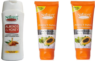 

Nature's Almond & Honey Deep Cleansing Milk with 2 papaya face wash(Set of 3)