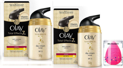 

big Basket SPONGE PUFF & OLAY TOTAL EFFECTS 7 IN 1 DAY CREAM (SET OF 2)(Set of 3)
