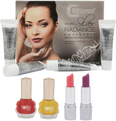 

Belle SET OF 1 SKIN RADIANCE FACIAL KIT + 2 NAIL PAINTS + 2 LIPSTICKS(Set of 1)