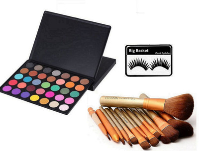 

big basket Eyelashes, Professional 35 Shade Eyeshadow Palette With Urban Decay Nakecd Brush(Set of 3)