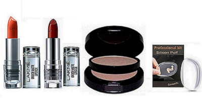 Professional kit Silicon Puff & Two Way Compact Mac & Lakme Enrich Lipstick(Set of 4)