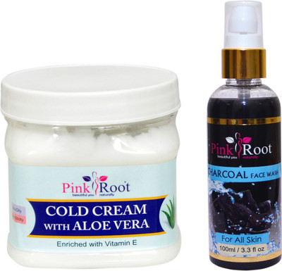 

Pink Root COLD CREAM WITH CHARCOAL FACE WASH(Set of 2)
