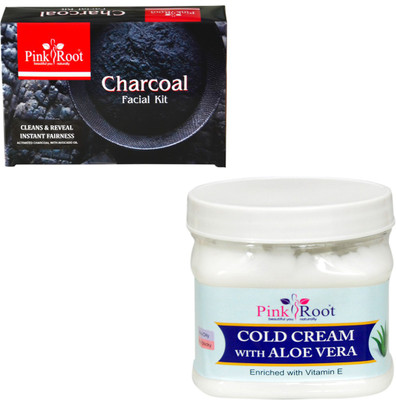 

Pink Root COLD CREAM WITH CHARCOAL FACIAL KIT(Set of 2)