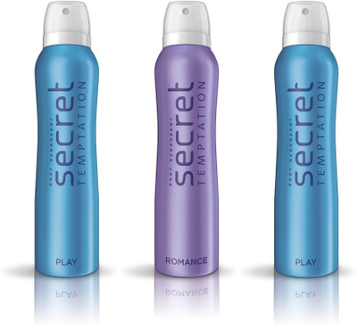 

Secret Temptation 2 Play & 1 Romance Pack of 3 Deodorant Spray - For Women(450 ml, Pack of 3)