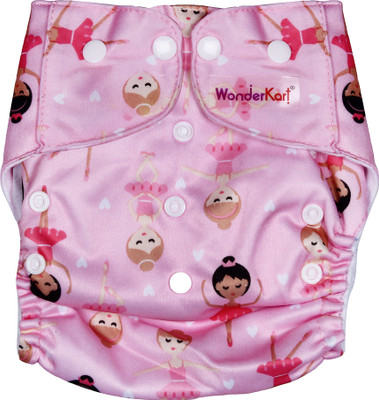 

WonderKart New Adjustable Reusable Lot Baby Washable Cloth Diaper with 2 Cotton Insert (3 Layered) - Light Pink - S - M(3 Pieces)
