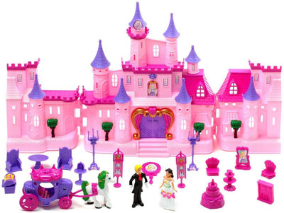 

HALO NATION HALO NATION® Luxury Castle Dollhouse - Big Size Luxury Castle for Your Favorite Doll - Disney Castle (Pink)(Pink)