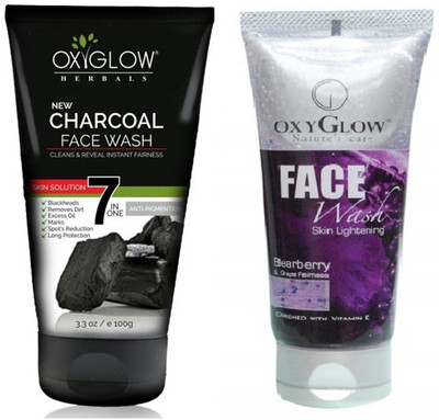 

Oxyglow Charcoal Face Wash 100ml with Bearberry & Grape Face Wash 100ml Combo Face Wash(100 ml)