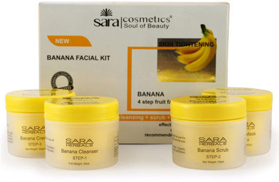 

SARA Banana Facial Kit with All in 1 Cleanser, Scrub, Cream and Mask 200 g(Set of 4)