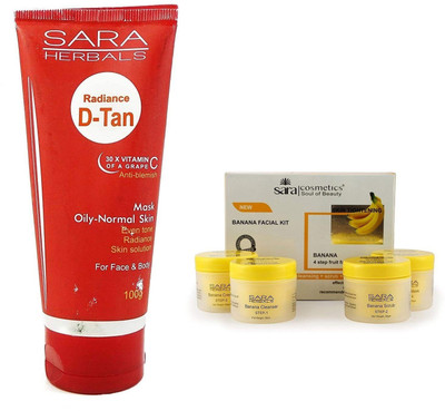 

SARA Banana Facial kit With Radiance D-tan Mask 100 g(Set of 2)