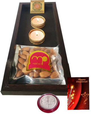 

Maalpani Laxmi Pooja Tray Combo with Shree Yantra and Silver Laxmi Ganesh Coin with Greeting Card with Silver coin Combo(7)