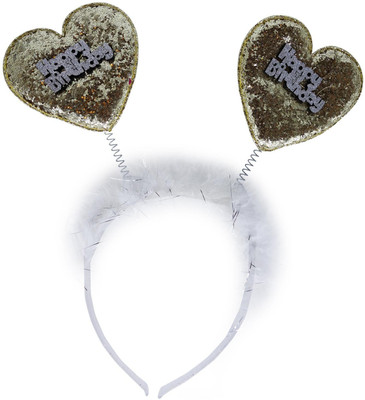 

Funcart Happy Birthday golden heart white feather Hairband Hair Band(White)
