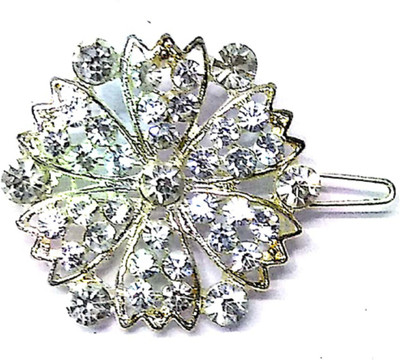 

Proplady Partywear Collection Flower Shaped Rhinestone Stud Designer Hair Clip|Wedding Hair Accessories|Hair Barrette for Girls & Women Back Pin, Hair Clip, Hair Pin, Bun Clip, Hair Accessory Set(Silver)