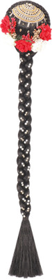 

HONBON Wig Juda Choti With Stone Work for Women And Girls, Extension 24-26 Inches (Black) Hair Extension