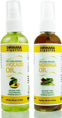 

Donnara Organics 100% Pure Avocado oil and Moringa oil Combo of 2 Bottles of 100 ml(200 ml) Hair Oil(200 ml)