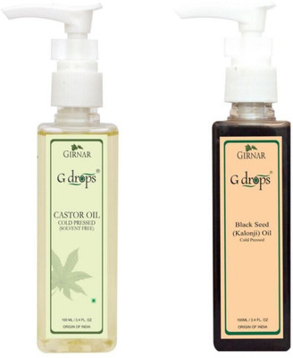 

G Drops Castor & Black Seed(kalonji) Oil Combo(2x100ml) Hair Oil(200 ml)
