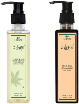 

G Drops Castor & Black Seed(kalonji) Oil Combo(2x200ml) Hair Oil(400 ml)