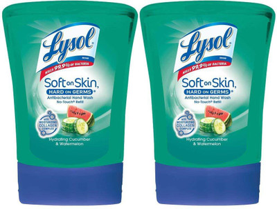 

Lysol No-Touch Automatic Hand Soap Refill, Hydrating Cucumber & Watermelon, 8.5 oz, Pack of 2(251 ml, Bottle, Pack of 2)