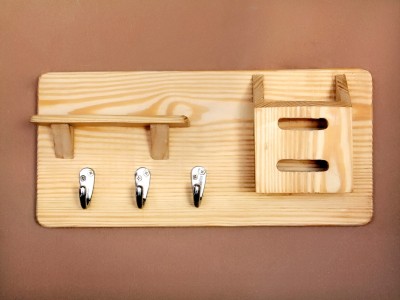 ONLINECRAFTS Wood Key Holder(4 Hooks, Yellow)