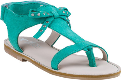 Drish Girls Velcro Strappy Sandals(Green
