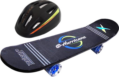 

Jaspo Hurricane Dual Combo 27"x 7" Wooden Skateboard with Helmet Skating Kit