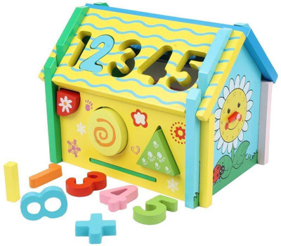 

Sunshine Gifting Wooden Interactive and Learning House with Stackable Shapes and Numbers(Multicolor)