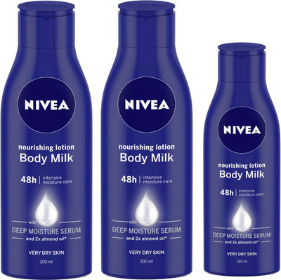 

Nivea Body Milk Nourishing Body Lotion 200ml & 120 ml - Pack of 3(520 ml)