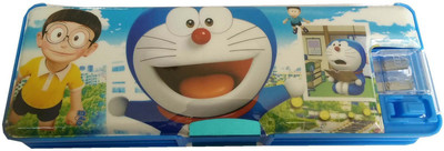 

kaykon Doraemon Pencil Box For Kids With Sharpener High Quality Return Birthday Gift Cartoon Character Art Plastic Pencil Box(Set of 1, Multicolor)