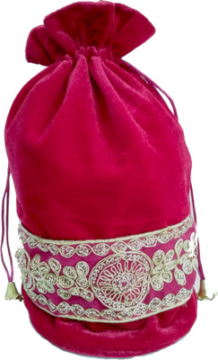 

DsGifts Beautiful Designer Multipurpose Wallet Potli Bag with Zari Work For Women Potli(Pink)