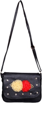 

Queensta Women Evening/Party Black Synthetic Fabric Sling Bag