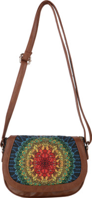 

All Things Sundar Women Casual Brown Fabric Sling Bag