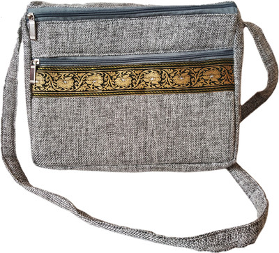 

auk Women Casual Grey Jute Sling Bag