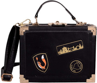 

MultiZone Women Casual Black PU Sling Bag