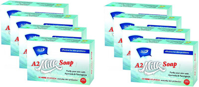 

SLT AYURVEDA A-2 Milk Herbal Soap Handmade with 10 Herbs 100% Natural(.600 g, Pack of 8)