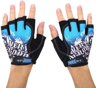

ShivExim Riding printed Half Finger Gloves,Anti-Skid Silicone Gloves for Cycling Fitness Cycling Gloves (, Blue
