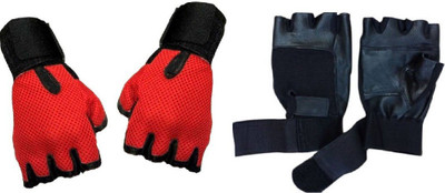 

Kamni Sports Netted with Wrist Support Gym & Fitness Gloves (, Multicolor, Black;red