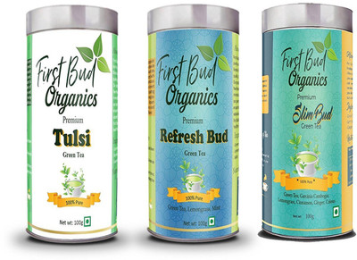 

FIRST BUD ORGANICS ( COMBO PACK OF 3 ) Assorted Green Tea Box(300 g)