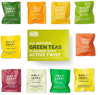 

Onlyleaf Green Teas Flavored Sampler Box - 10 Varieties Assorted Green Tea Bags Box(10 Bags)