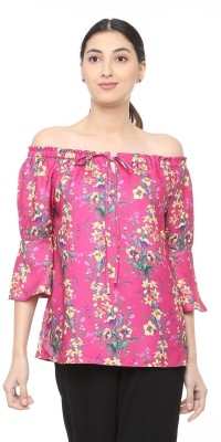 Allen Solly Casual Bell Sleeve Printed Women Pink Top