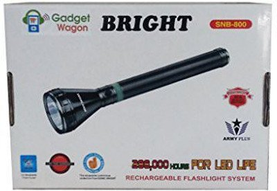 Gadget-Wagon Rechargeable led metal torch 1800 meters range , 3.5 hours backup Torch(Black, 30 cm, Rechargeable)