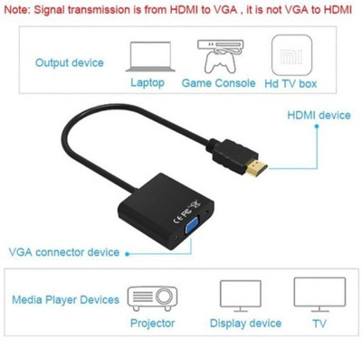 

HOC TV-out Cable OMX_573O HDMI to VGA Cable compatible for laptop/PC/TV/Tablet/Projector/Xbox(White, For Computer)