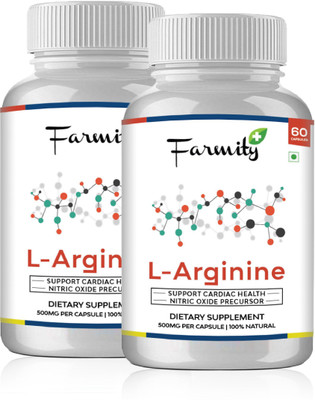

Farmity Farmity L-Arginine - 500mg 60 capsule Pack of 2(120 No)