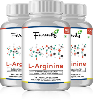 

Farmity L-Arginine - 500mg 60 capsule Pack of 3(180 No)