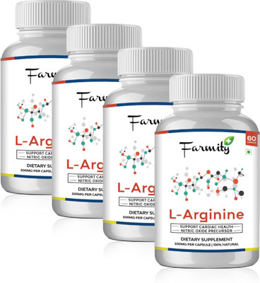 Farmity L-Arginine - 500mg 60 capsule Pack of 4(240 No)
