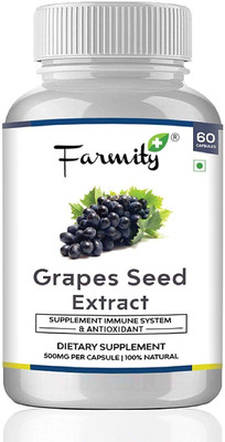 Farmity Grape Seed Extract Capsules for immune system support - 500mg 60 capsule(60 No)