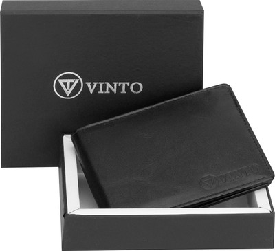 

Vinto Men Black Genuine Leather Wallet(6 Card Slots)